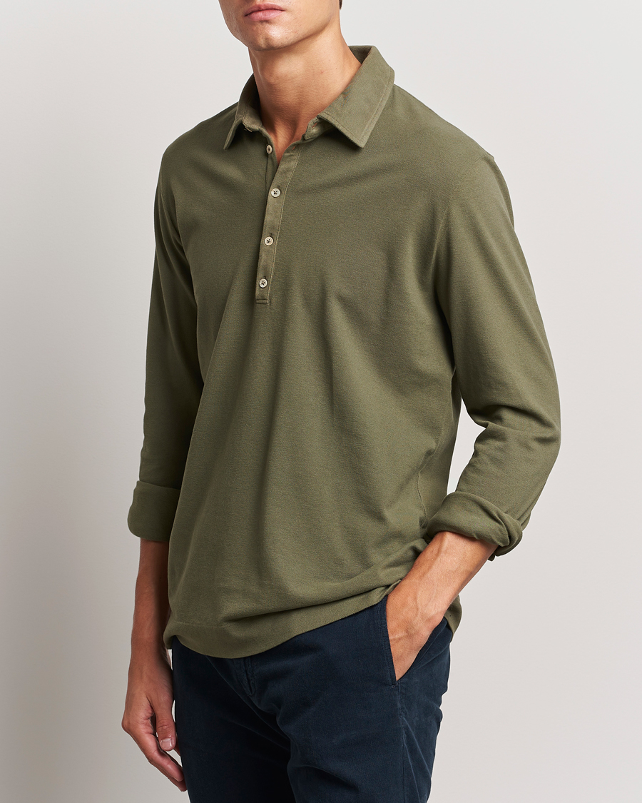 Herren | Kleidung | Massimo Alba | Ischia Cotton/Cashmere Long Sleeve Polo Military