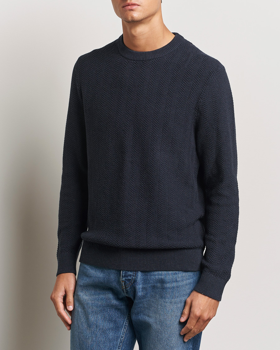 Herren |  | NN07 | Pete Cotton Knitted Crew Neck Navy Melange