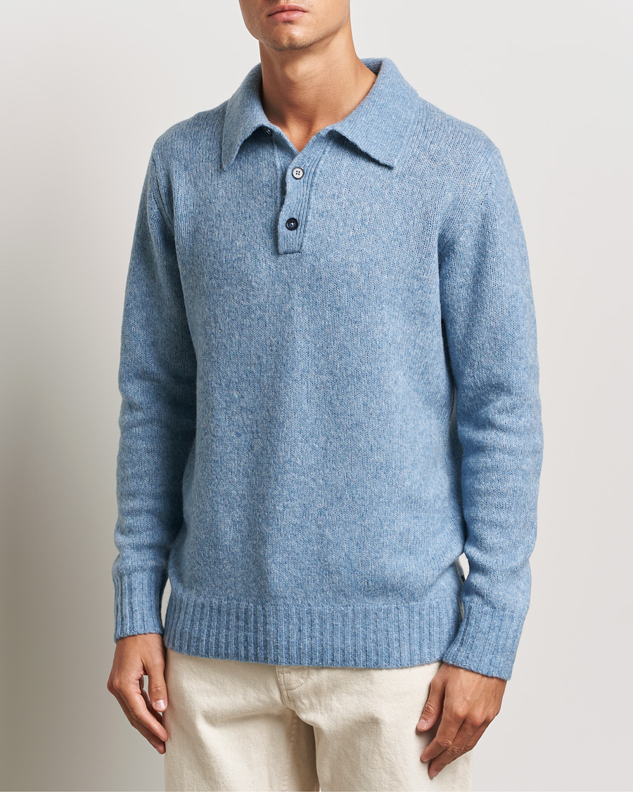 Herren |  | NN07 | Lee Brushed Wool Polo Tink Blue