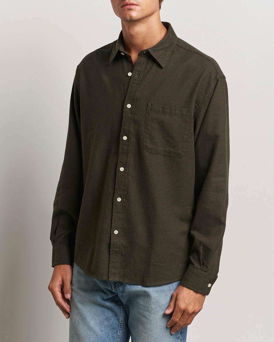 Herren | Business & Beyond - Casual | NN07 | Deon Flannel Shirt Dark Army