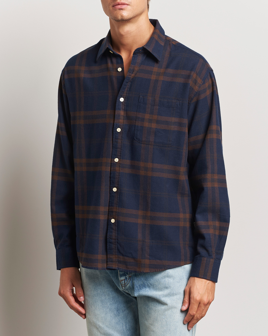 Herren | Business & Beyond - Casual | NN07 | Deon Flannel Shirt Blue/Brown