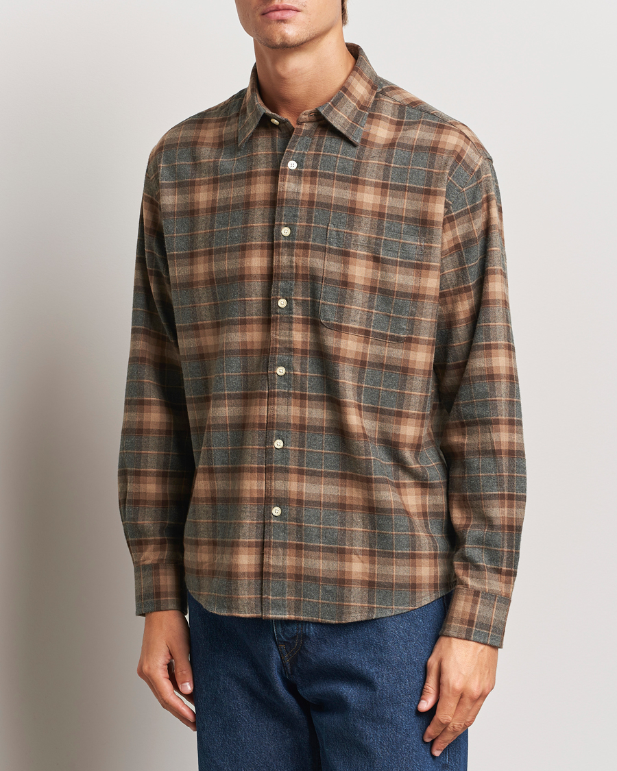 Herren | Business & Beyond | NN07 | Deon Flannel Shirt Brown/Grey