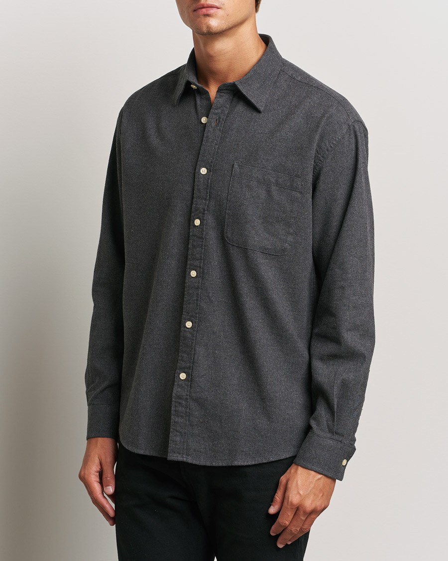 Herren | Business & Beyond - Casual | NN07 | Deon Flannel Shirt Dark Grey Melange