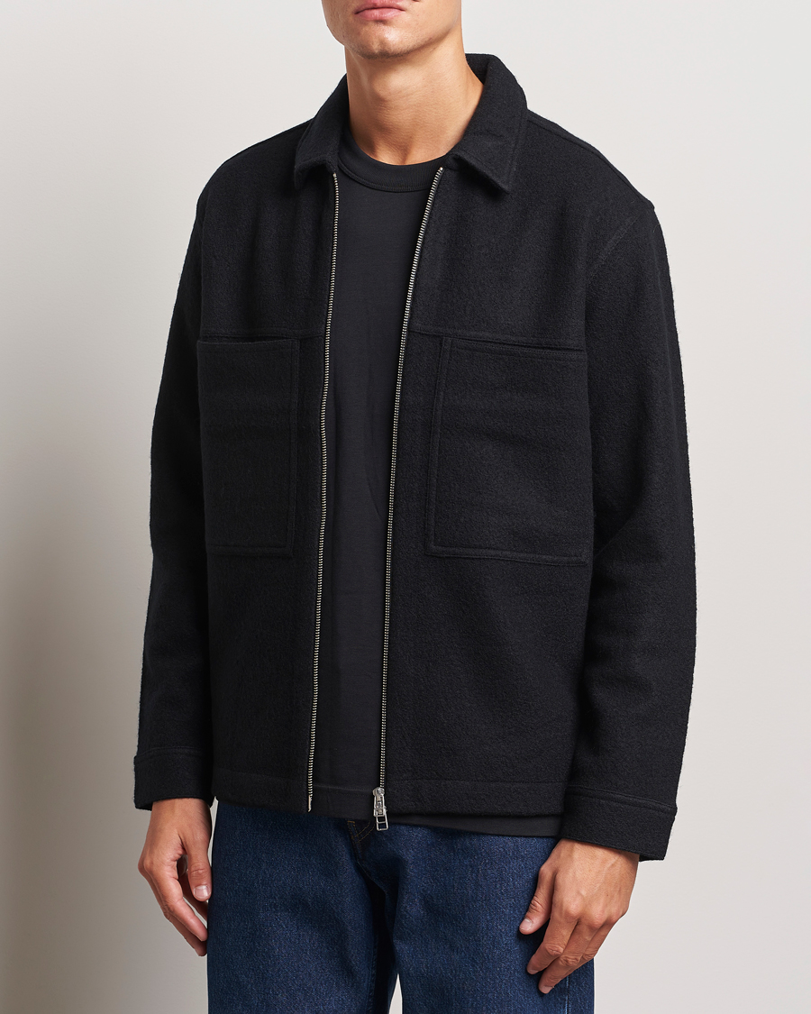 Herren |  | NN07 | Isak Boiled Wool Full Zip Black