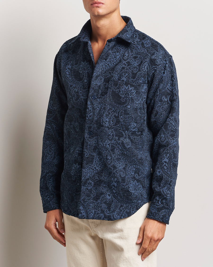 Herren | An overshirt occasion | NN07 | Adwin Flower Overshirt Navy Blue