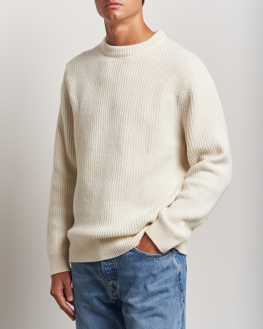 Herren |  | Nudie Jeans | August Wool Rib Knitted Sweater Off White