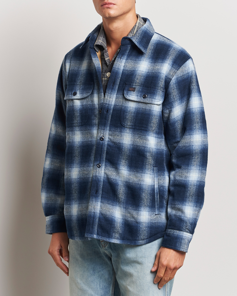 Herren |  | Nudie Jeans | Glenn Padded Checked Shirt Jacket Blue