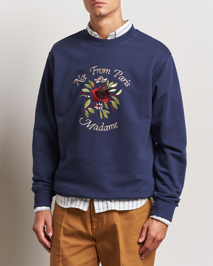 Herren |  | Drôle de Monsieur | Flower Slogan Sweatshirt Dark Navy