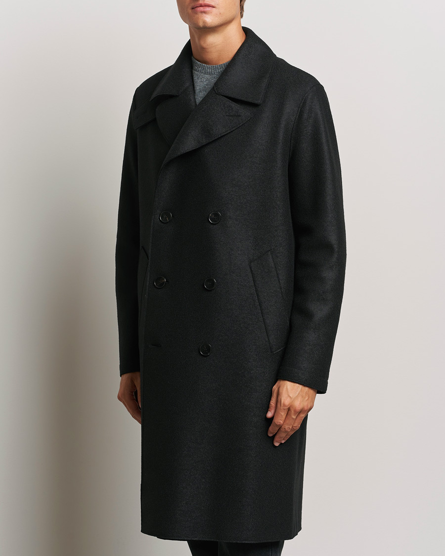 Herren | Business & Beyond - Casual | Harris Wharf London | Pressed Wool Long Peacoat Black