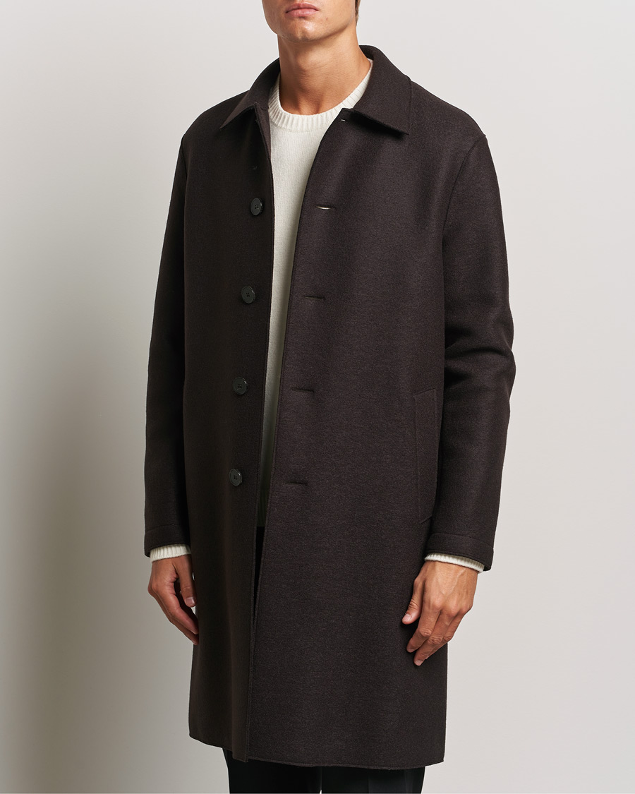 Herren |  | Harris Wharf London | Pressed Wool Mac Coat Dark Brown