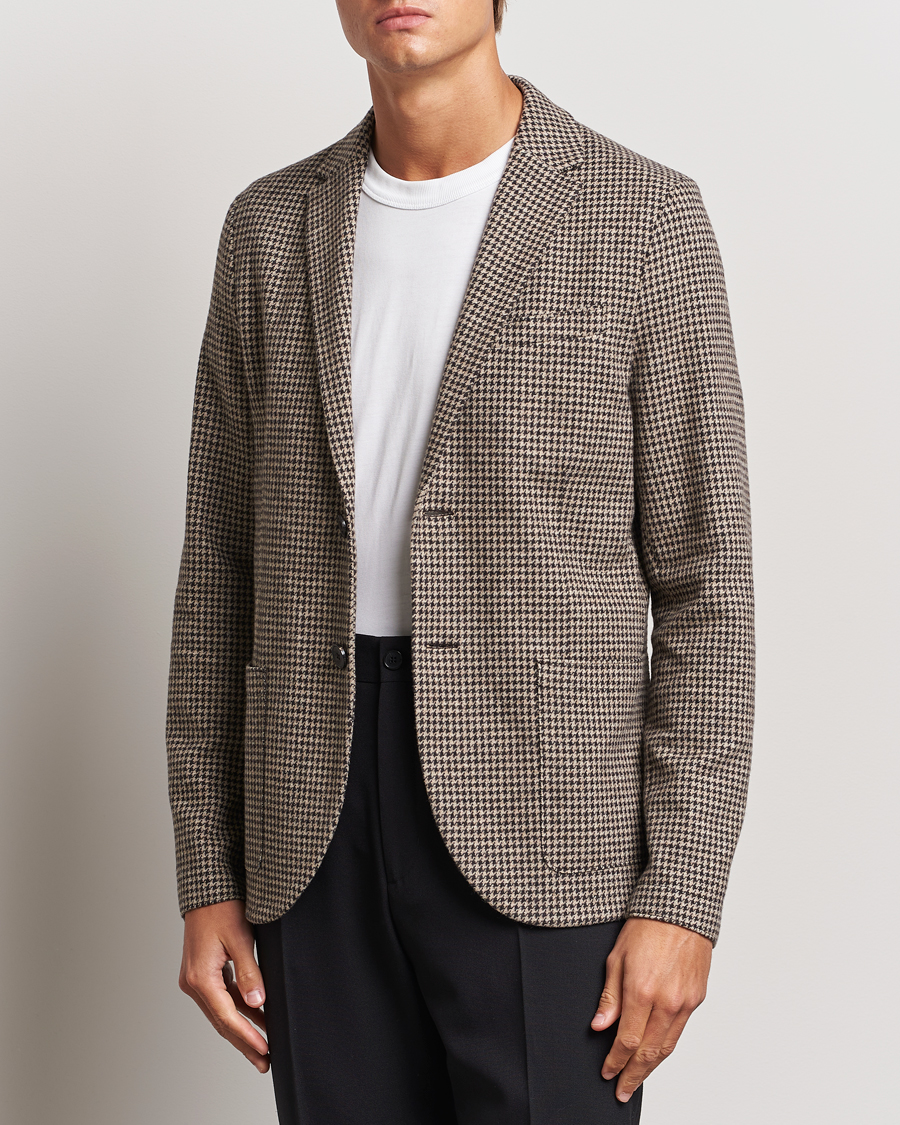 Herren |  | Harris Wharf London | Two Button Houndstooth Blazer Beige