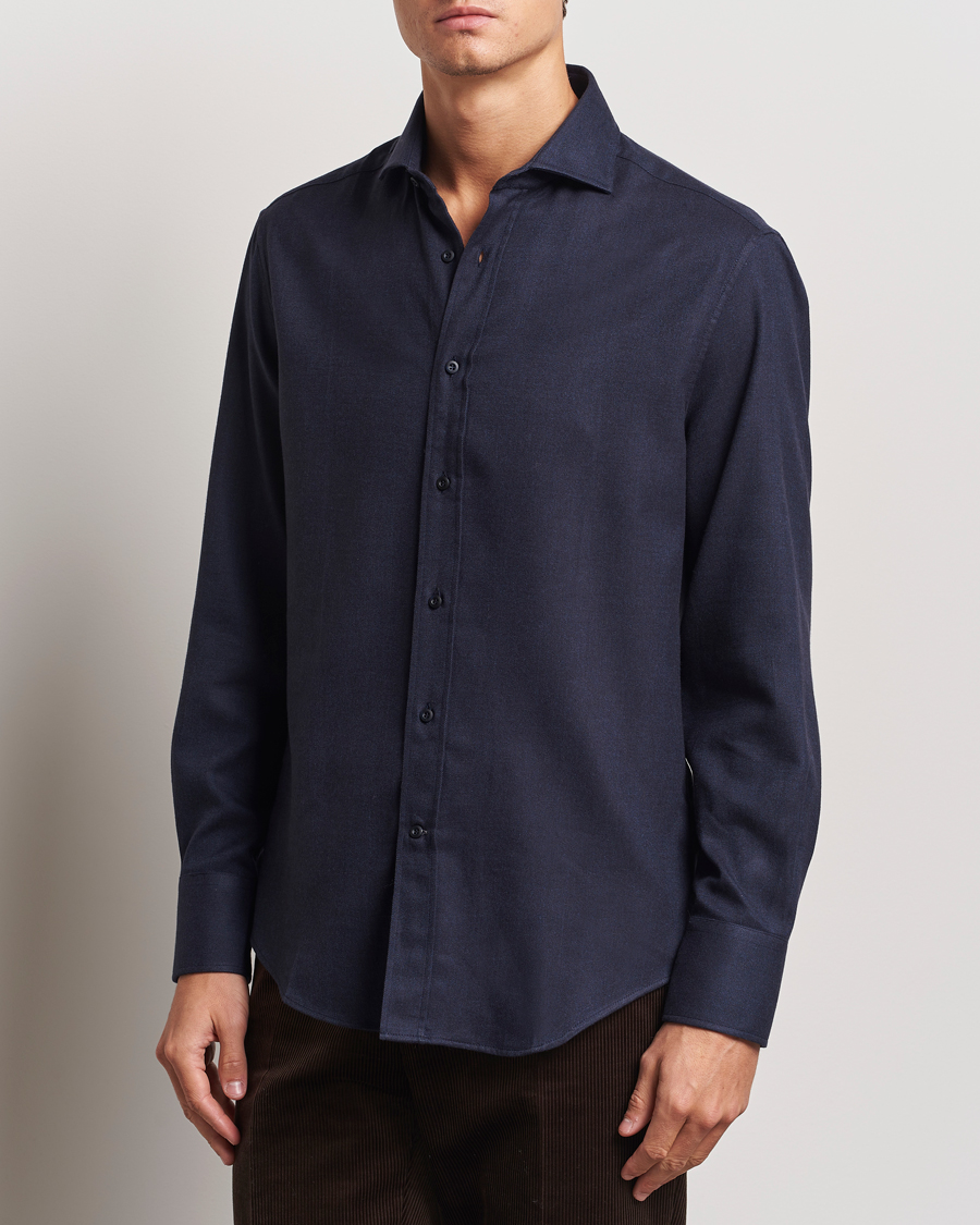 Herren |  | Brunello Cucinelli | Slim Fit Soft Flannel Shirt Navy