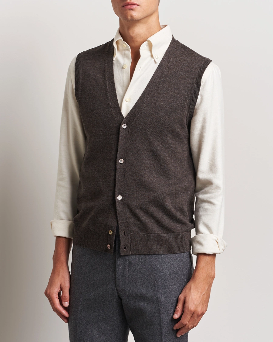 Herren |  | Morris | Merino Slipover Vest Brown