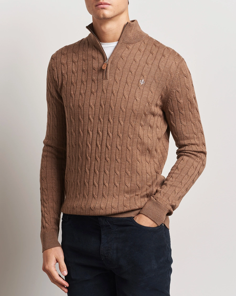 Herren |  | Morris | Merino Cable Half Zip Camel