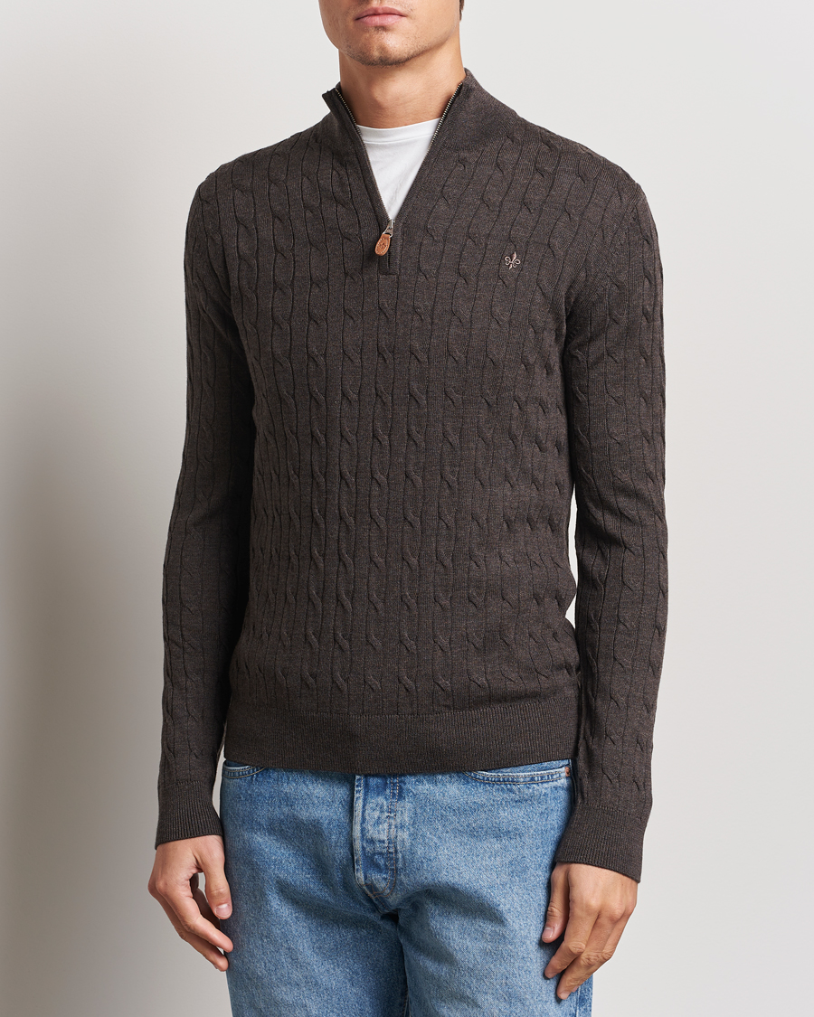 Herren |  | Morris | Merino Cable Half Zip Brown