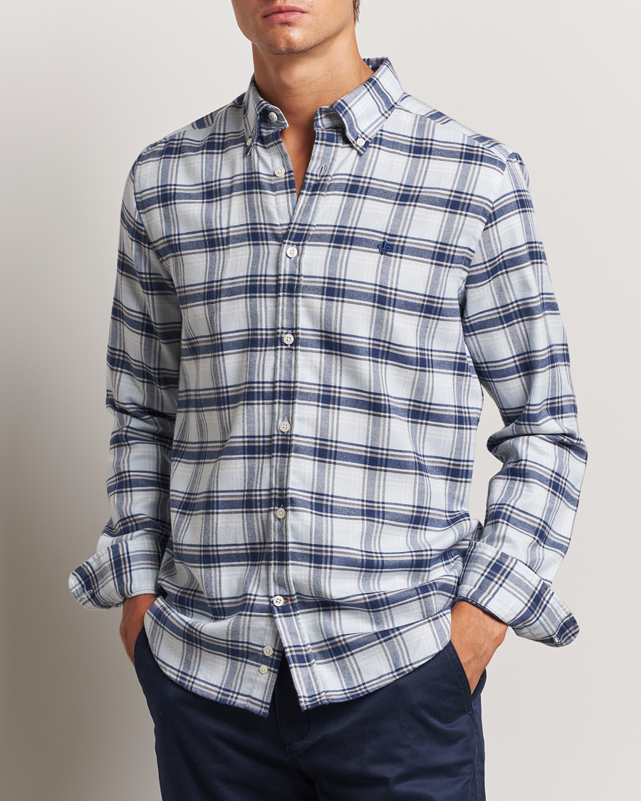 Herren | Business & Beyond - Casual | Morris | Soft Check Flannel Shirt Blue