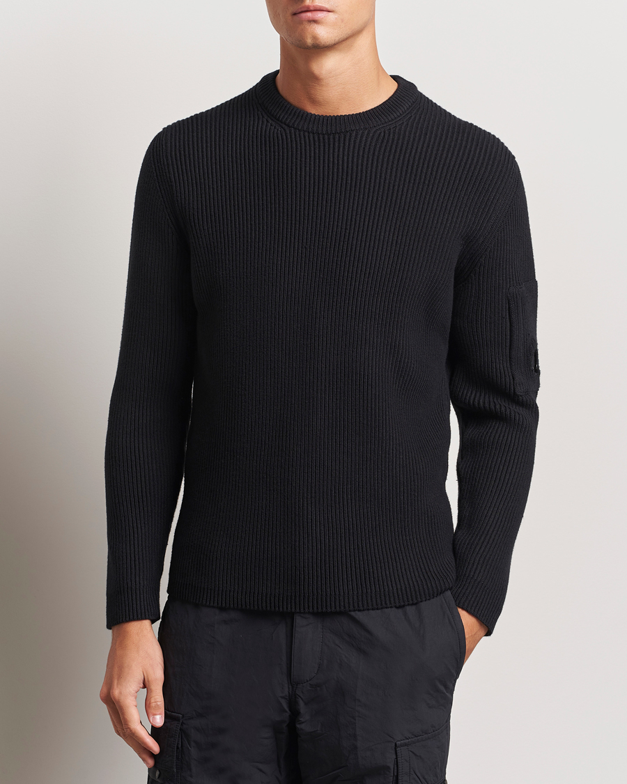 Herren |  | C.P. Company | Full Rib Knitted Cotton Crew Neck Black