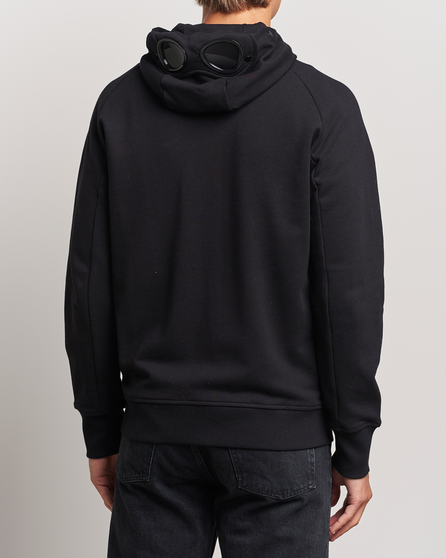 C.P. Company Diagonal Raised Fleece Full Zip Goggle Hoodie Black