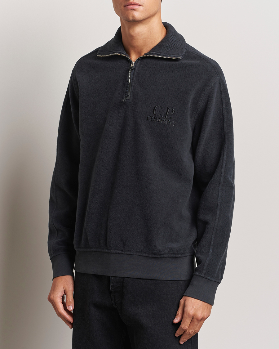 Herren |  | C.P. Company | Brushed Diagonal Fleece Half Zip Grey Black