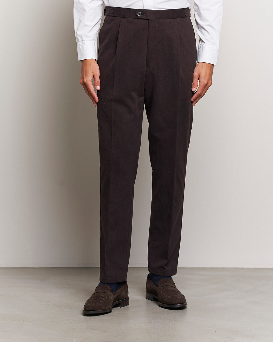 Herren |  | Oscar Jacobson | Delon Brushed Cotton Trousers Brown