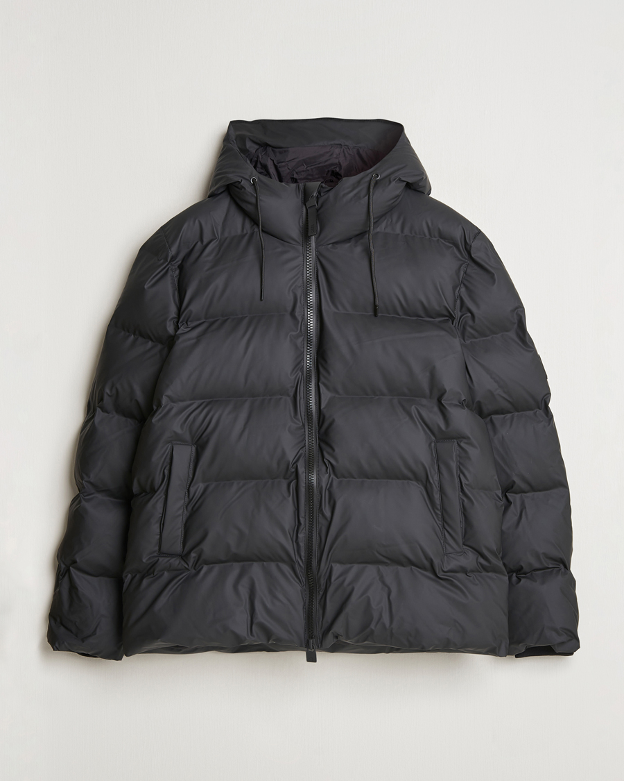 Black puffer hooded jacket online