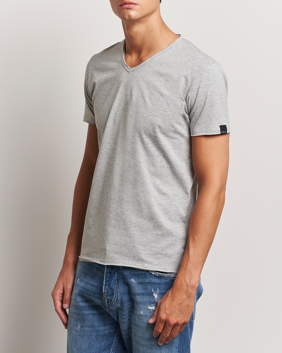 Herren |  | Replay | V-Neck T-Shirt Light Grey Melange