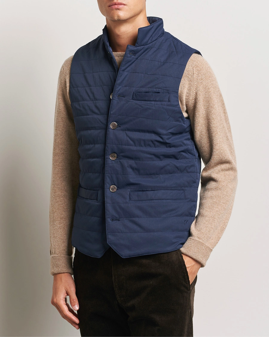 Herren |  | Stenströms | Dressed Mid Layer Twill Gilet Navy