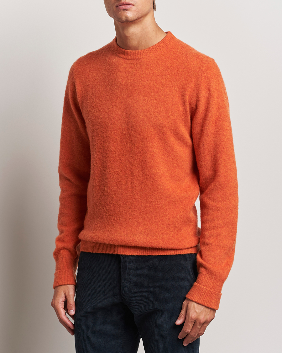 Herren |  | Stenströms | Brushed Merino Crew Neck Orange