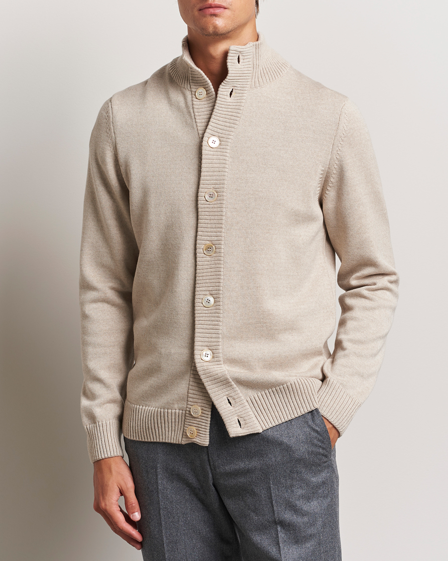 Herren | Business & Beyond - Formal | Stenströms | Chunky Knitted Merino Cardigan Beige