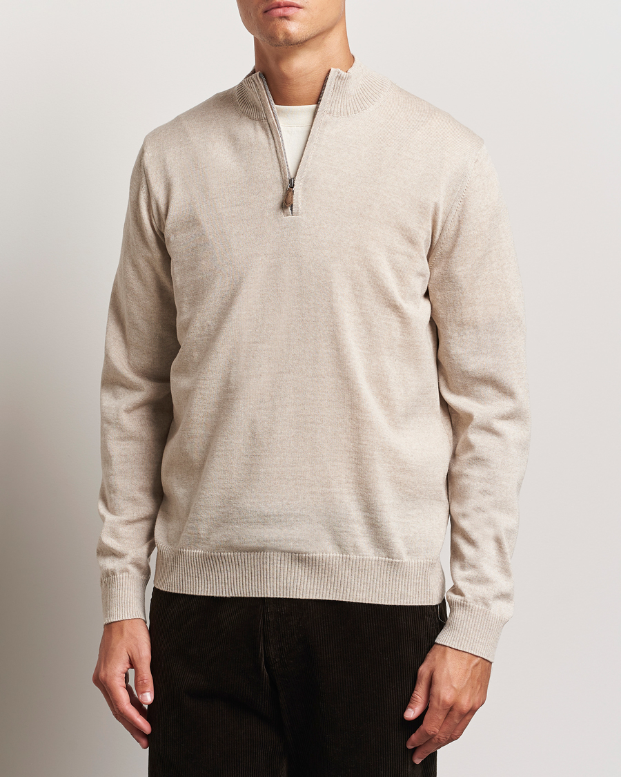 Herren |  | Stenströms | Merino Half Zip Beige