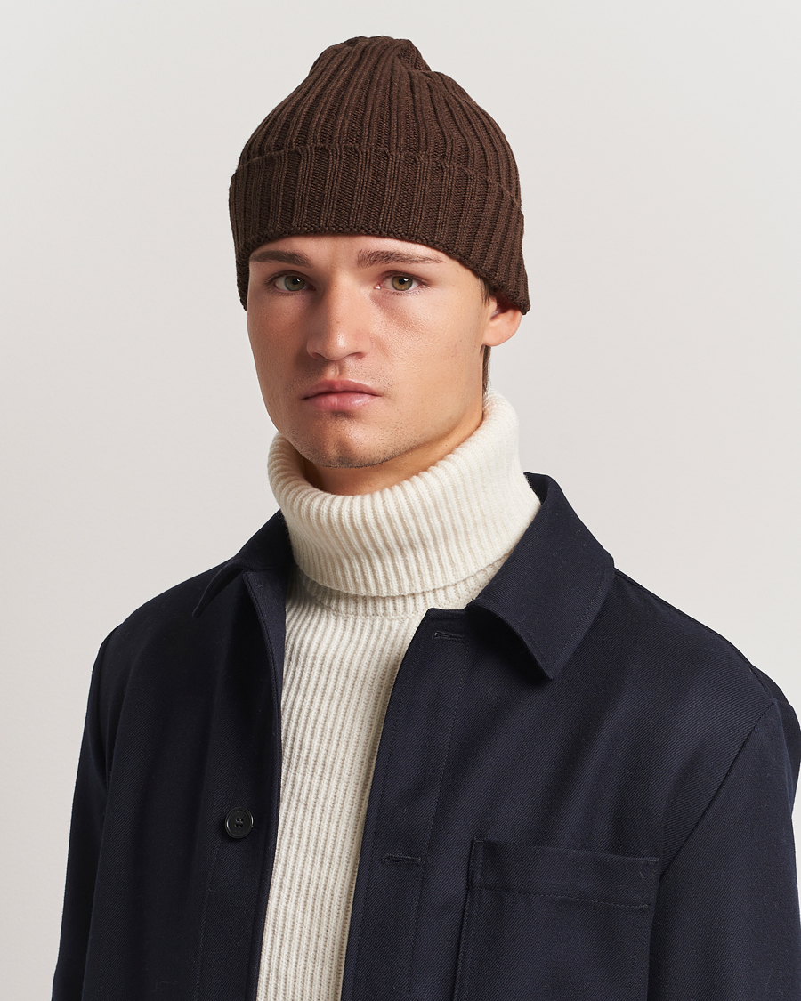 Herren |  | Stenströms | Ribbed Cotton/Cashmere Hat Brown