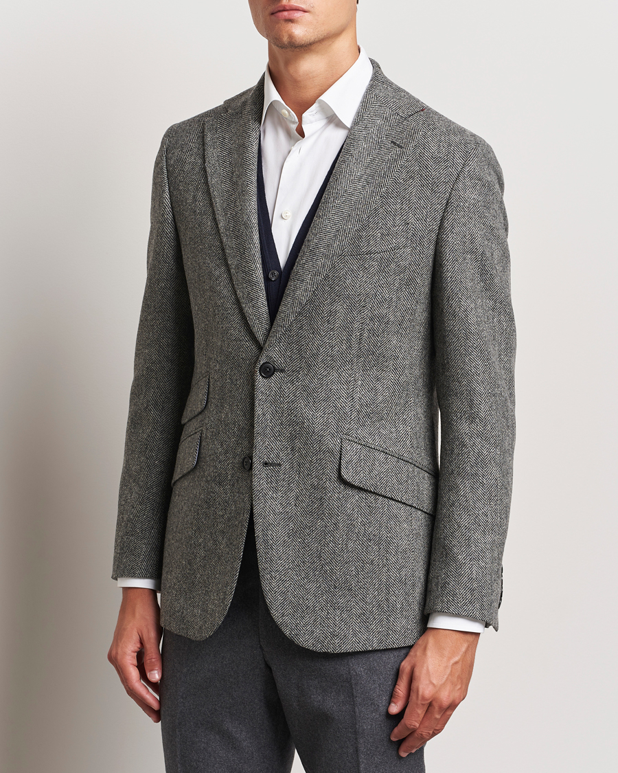 Herren |  | Walker Slater | Edward Lambswool Herringbone Blazer Dark Grey