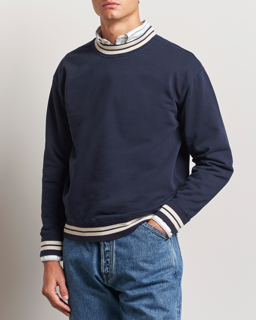 Herren |  | Drake\'s | Striped Rib Sweatshirt Navy