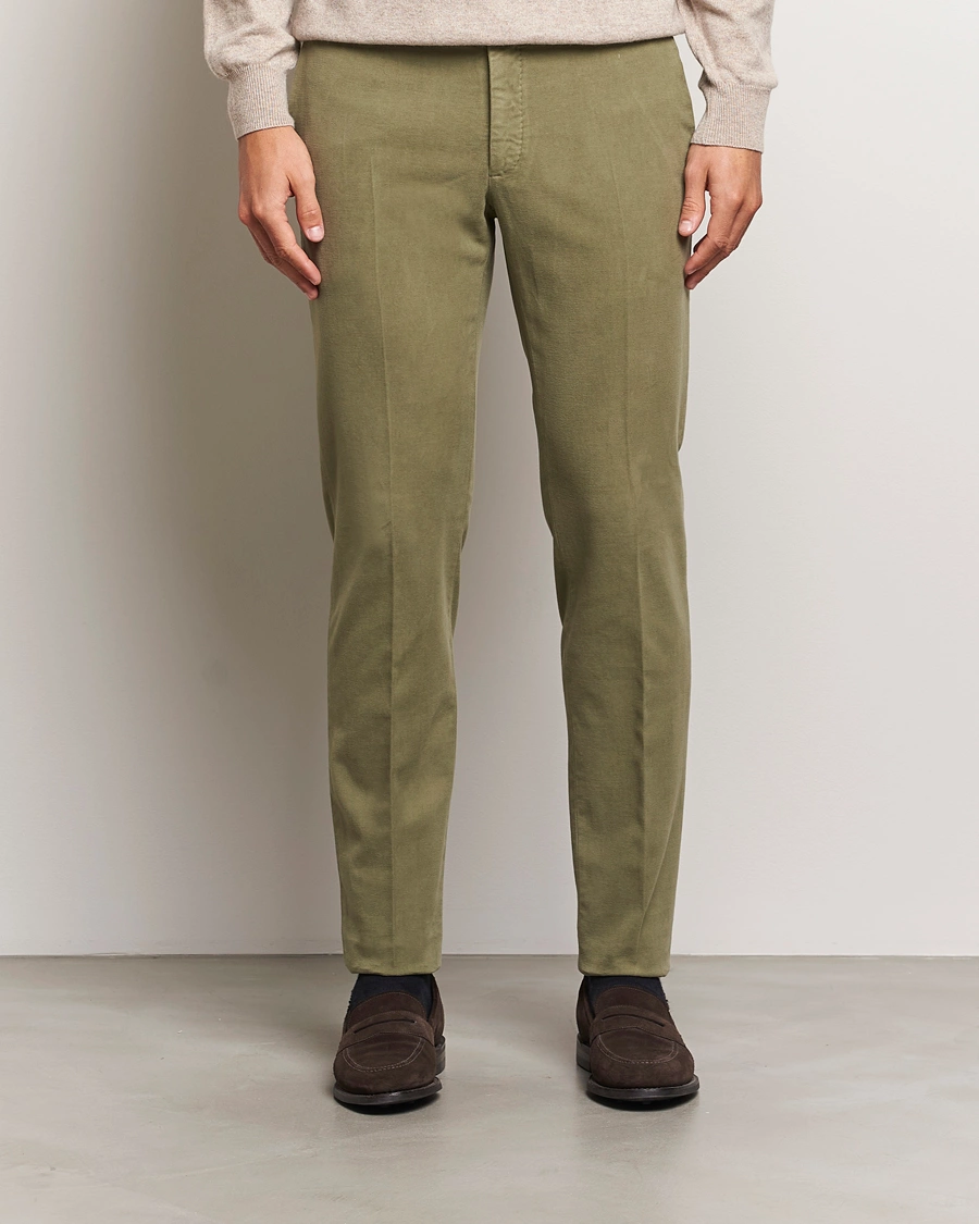 Herren |  | Incotex | Slim Fit Luxury Moleskine Trousers Sage