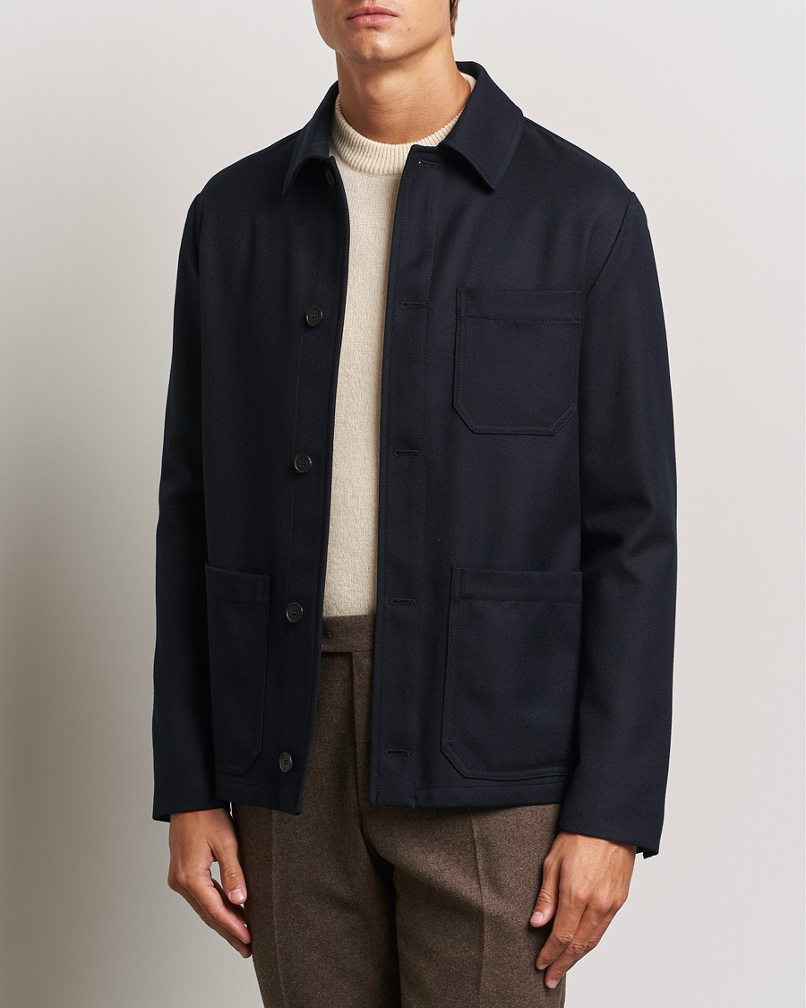 Herren |  | Incotex | Wool Cover Shirt Jacket Navy