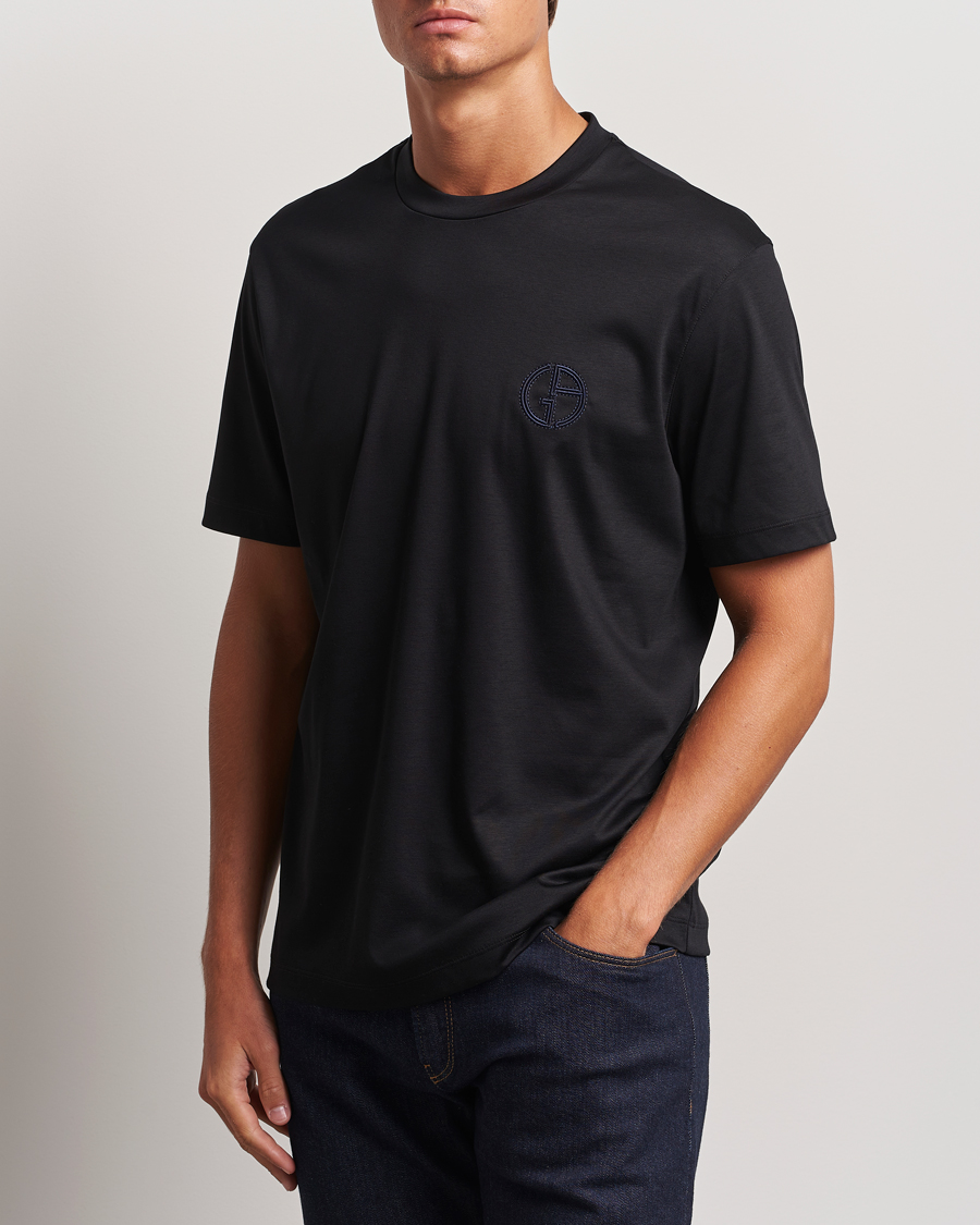 Giorgio Armani Embroidered Monogram T Shirt Black