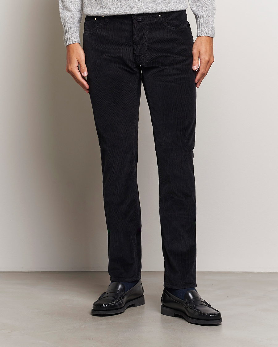 Herren |  | Jacob Cohën | Bard 5-Pocket Medium Corduroy Trousers Black