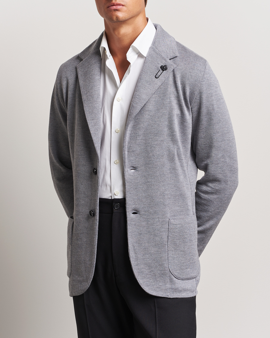 Herren |  | Lardini | Knitted Wool Blazer Grey