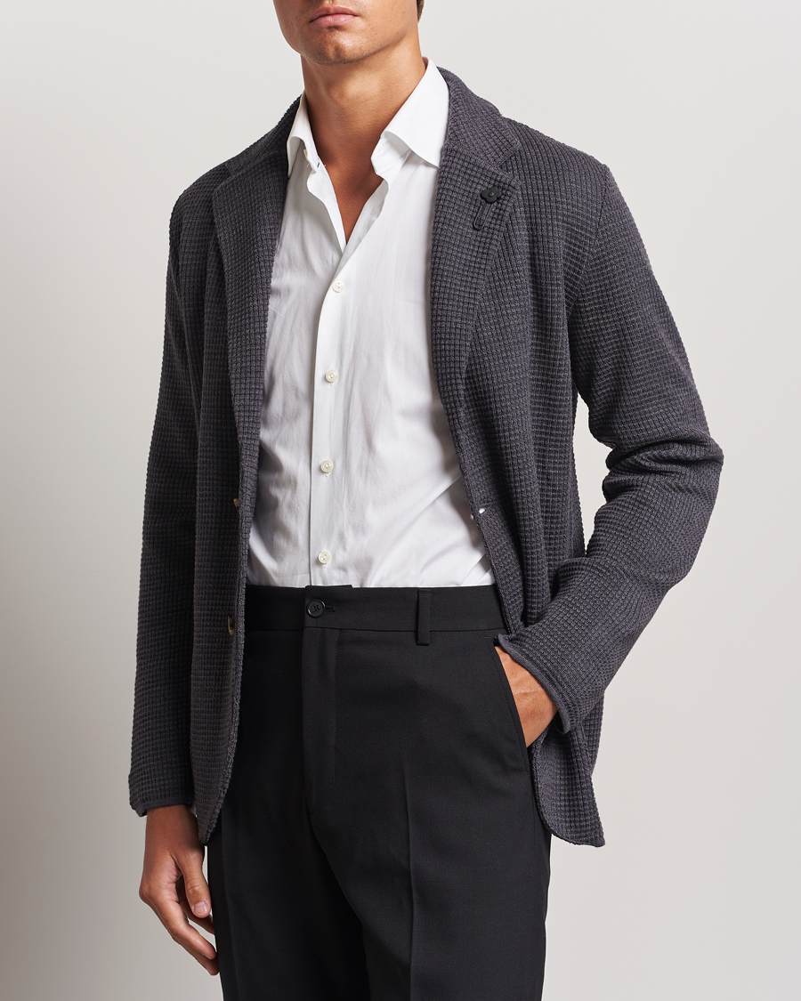 Herren | Kleidung | Lardini | Knitted Structure Wool Blazer Dark Grey