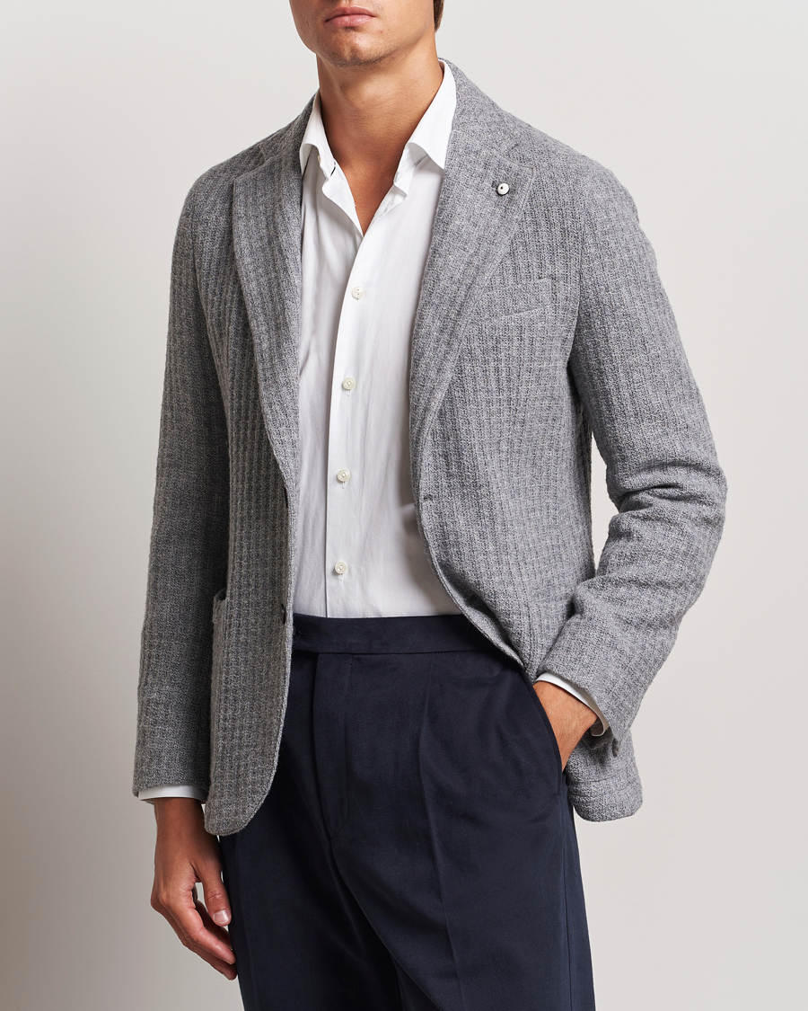 Herren |  | L.B.M. 1911 | Knitted Punto Wool Structure Blazer Grey