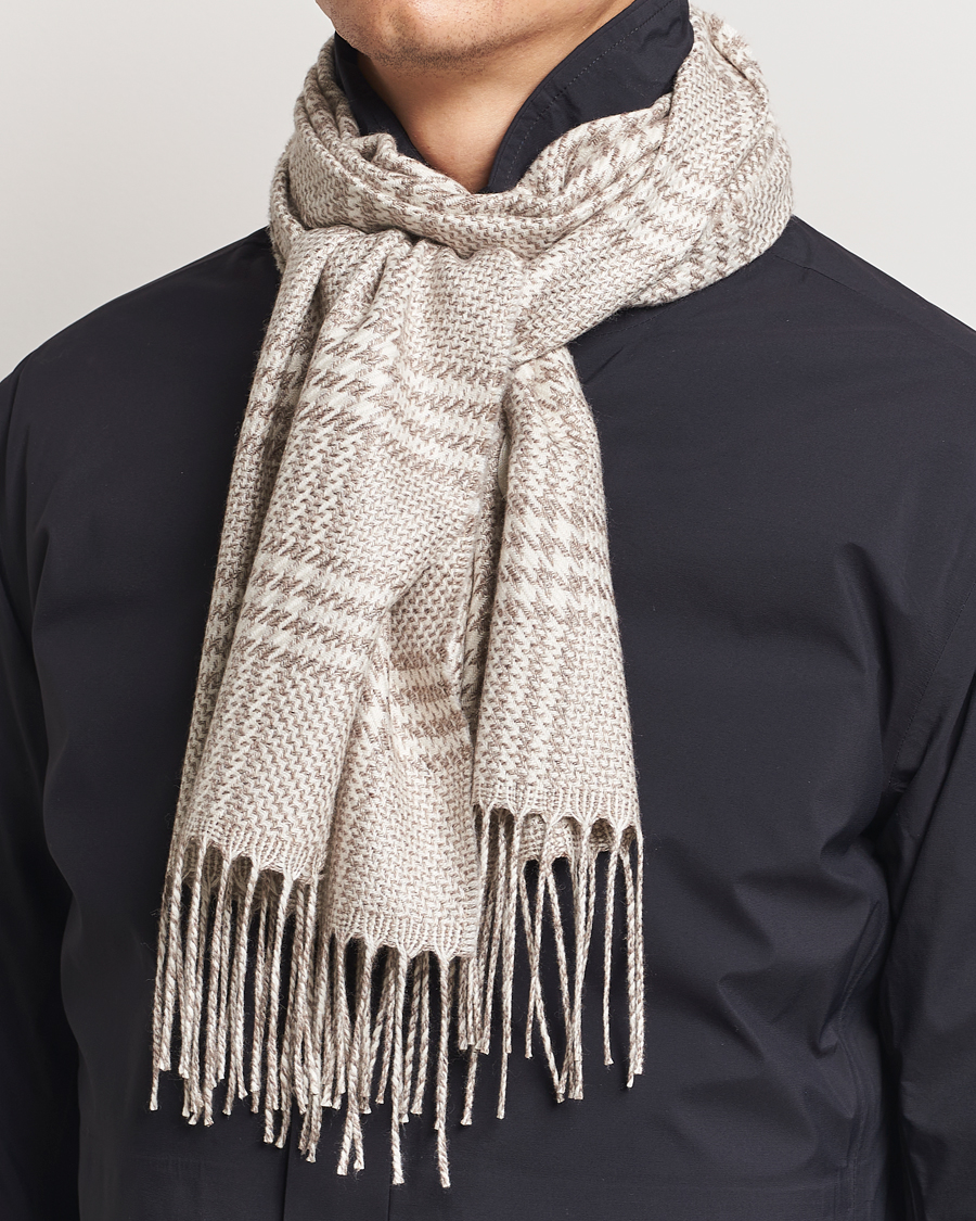 Herren |  | Piacenza Cashmere | Cashmere/Silk Houndstooth Scarf Light Beige