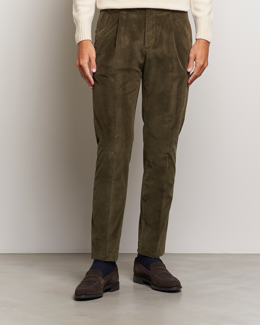 Herren | Cordhosen | PT01 | Slim Fit Corduroy Trousers Dark Green