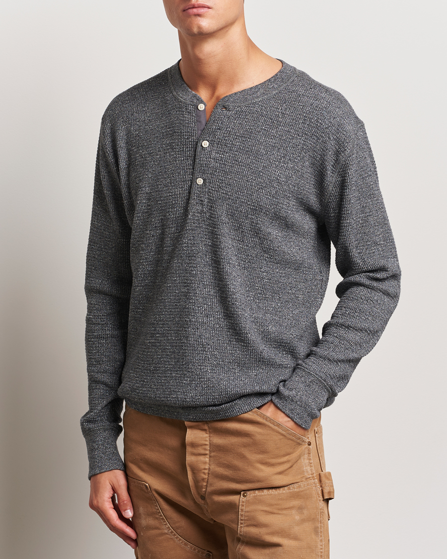 Herren |  | RRL | Long Sleeve Henley Charcoal Heather