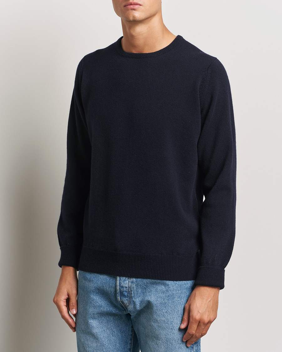 Herren | Rundausschnitt | William Lockie | Rob Lambswool Crewneck Navy