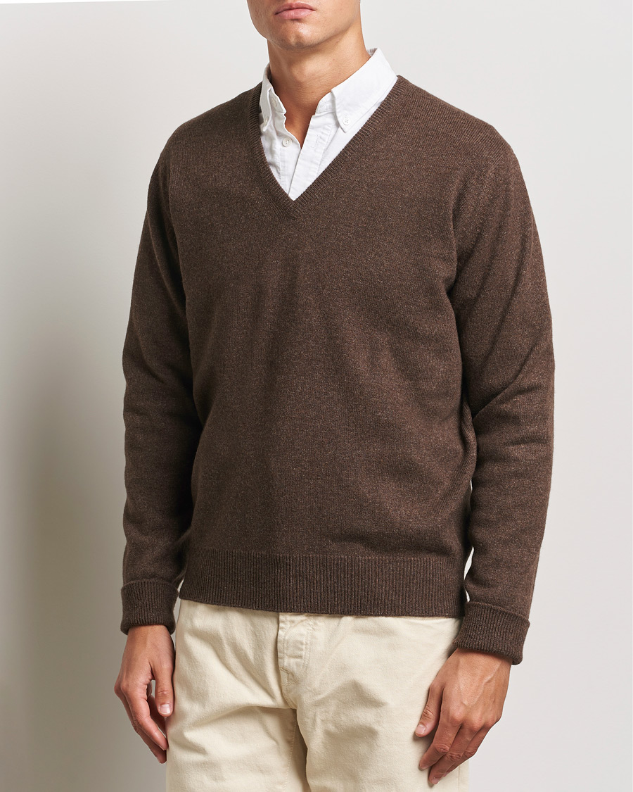 Herren | Pullover | William Lockie | Rob Lambswool V-Neck Mocha