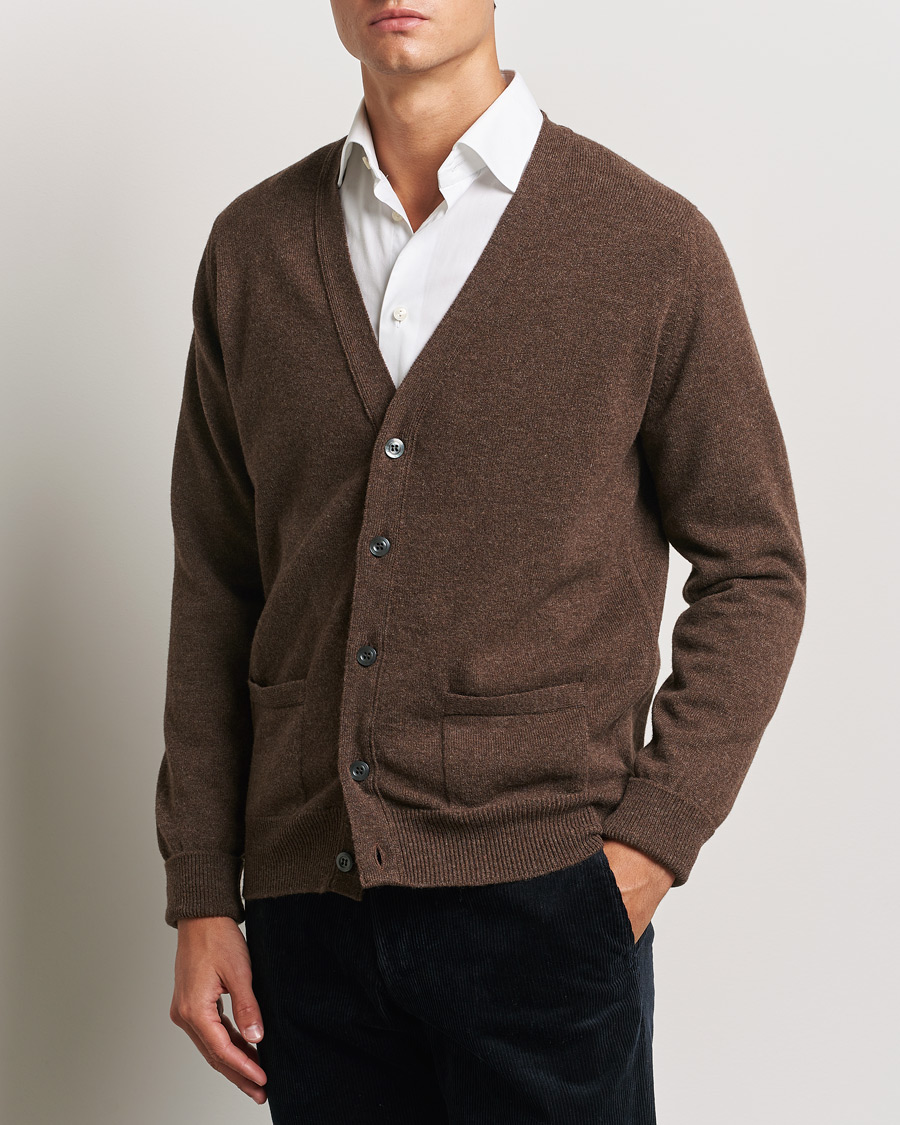 Herren | Pullover | William Lockie | Rob Lambswool Cardigan Mocha