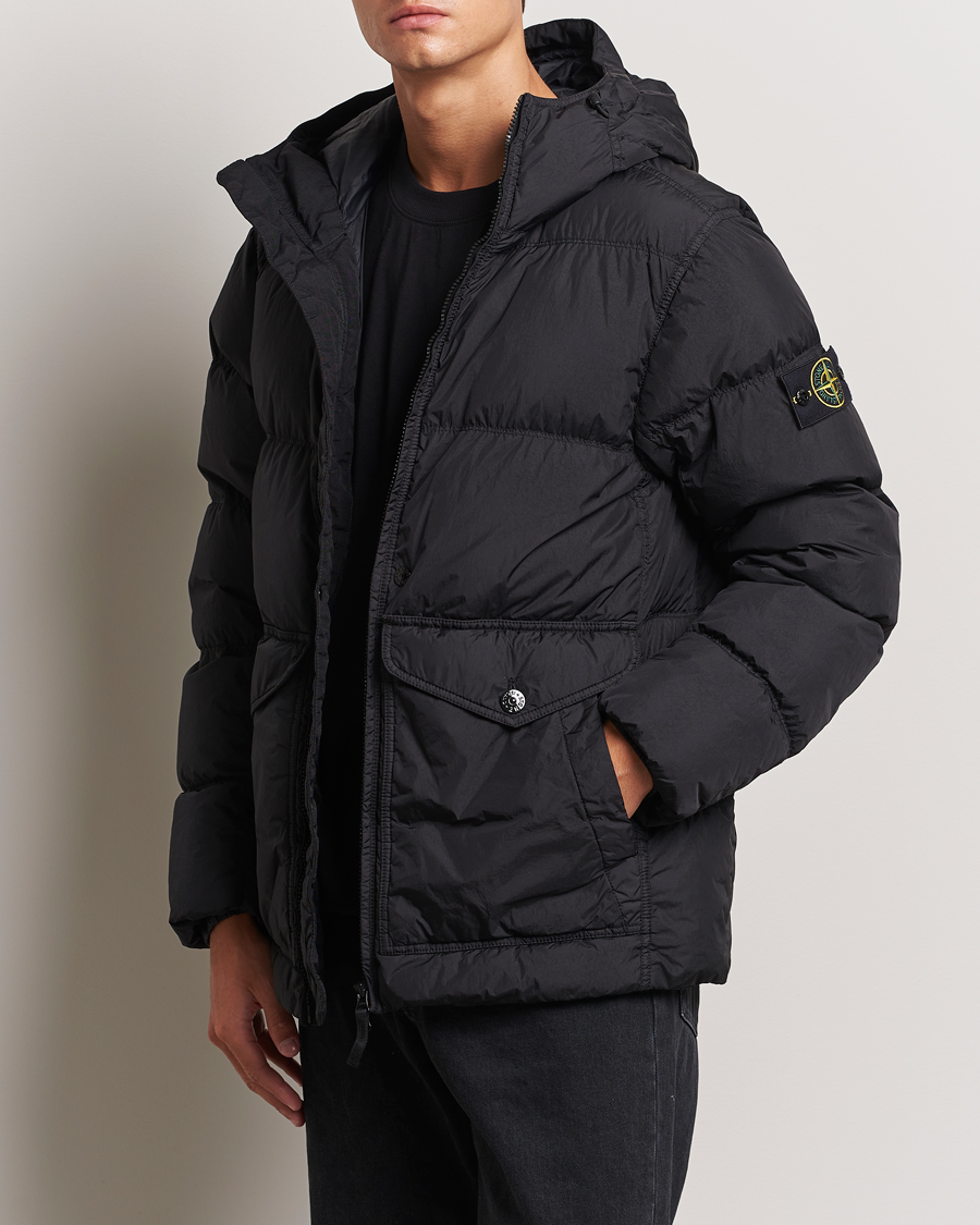 Herren | Aktuelle Marken | Stone Island | Garment Dyed Recycled Nylon Down Hooded Jacket Black