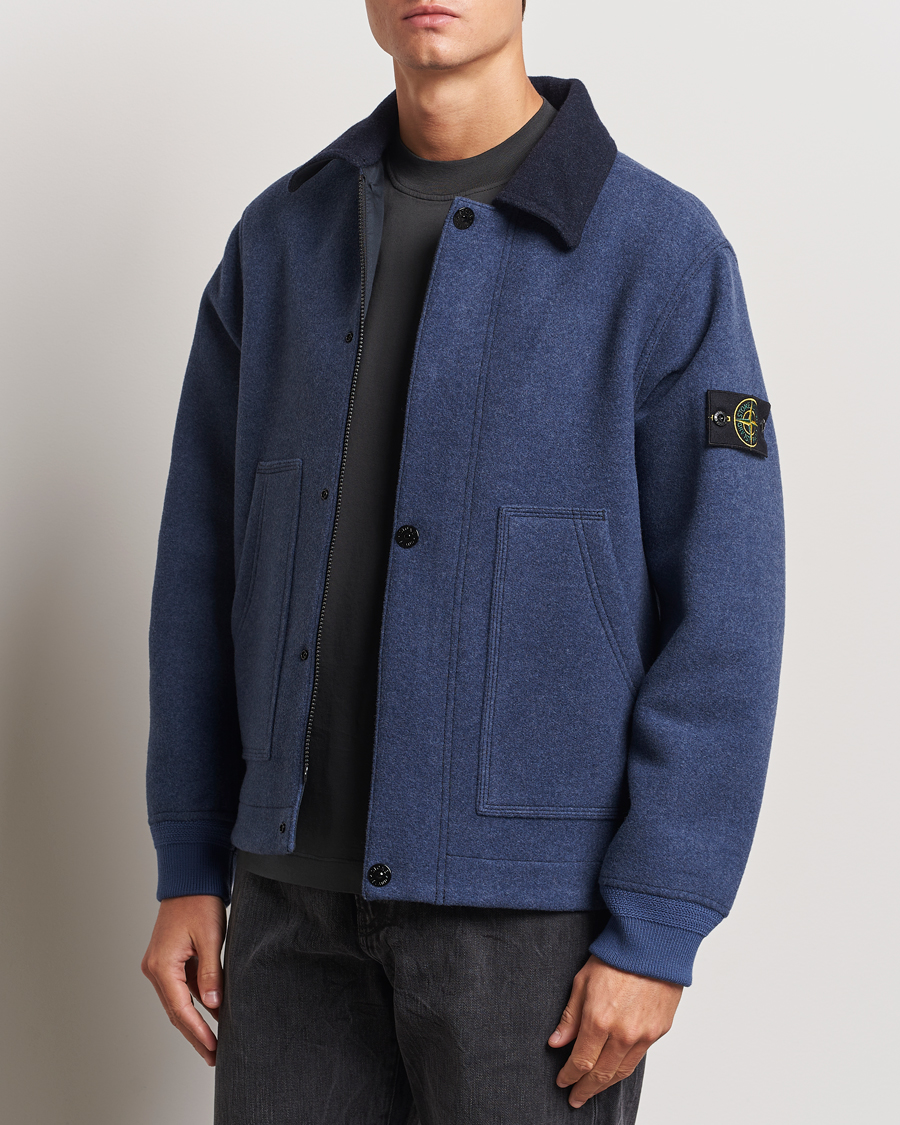 Herren |  | Stone Island | Panno Speciale Wool Nylon Jacket Royal Blue