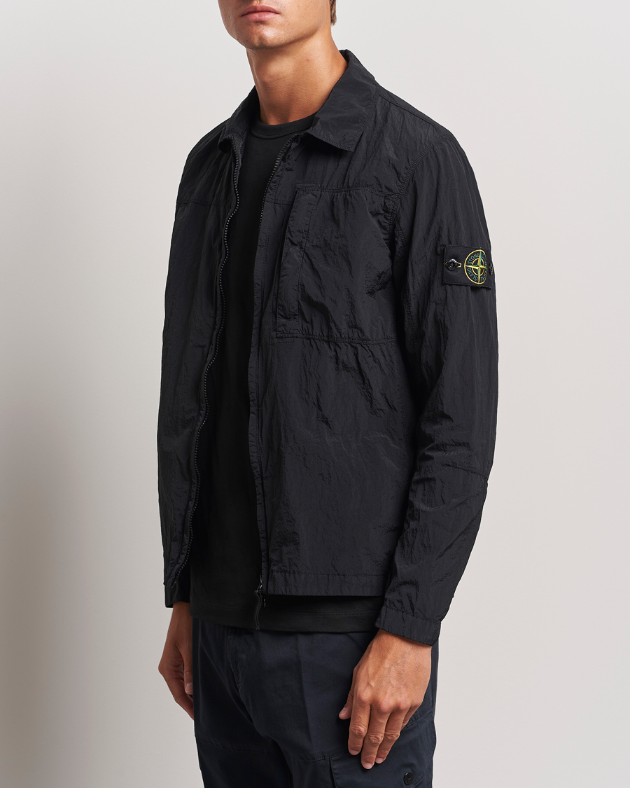 Black stone island nylon metal overshirt on sale