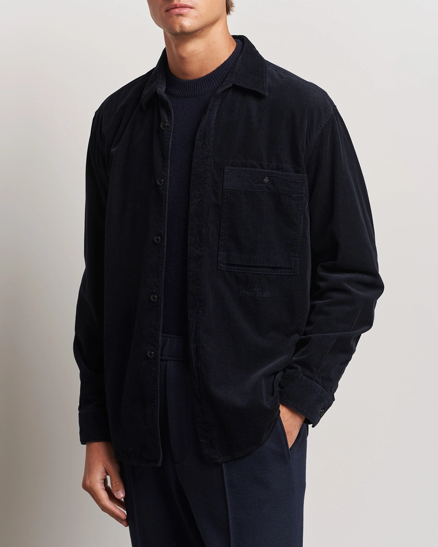 Herren | Overshirts | Stone Island | Cotton Cord Overshirt Navy Blue